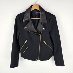 Zara Black Jacket with Gold Zippers Size L